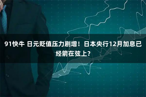 91快牛 日元贬值压力剧增！日本央行12月加息已经箭在弦上？